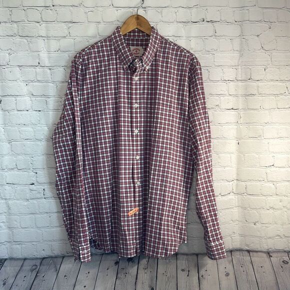 Brooks Brothers Red Fleece Red White Checked Long Sleeve Dress Shirt Mens XXL - Picture 1 of 8